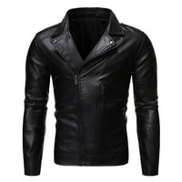 Ženski kaput, Muška kožna jakna, modni ovratnik, punk oprana koža za motocikle, ležerna gornja odjeća i jakne