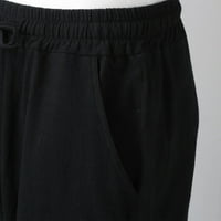 Muške hlače u crnoj boji Muške pamučne lanene ljetne Ležerne kratke hlače s vezicama srednjeg struka