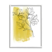 Stupell Industries cvjetanje stabla grana crtanje žutih četkica Moderni crtež bijeli uokvireni umjetnički print