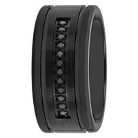 Muški ctw crni dijamant crni vjenčani bend - muški prsten - muški prsten