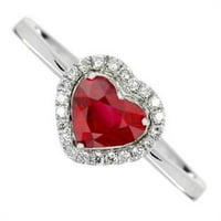 Zaručnički prsten od 3 karata u obliku srca od rubina i dijamanta, veličine 6,5