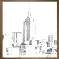 Line Art - zidni plakat s pogledom na Njujorški horizont, 14.725 22.375