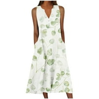 Ljetne haljine za žene, Rasprodaja, ženski dizajn, casual, bez rukava, izrez u obliku mente, duga haljina u zelenoj