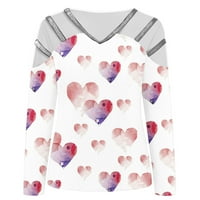 Ženska košulja za Valentinovo s popustom za Valentinovo šarmantna bluza s ramena s printom ljubav i slatko srce