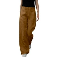 Ženske hlače ležerne trendovske hlače s visokim strukom široke noge s džepovima hlača