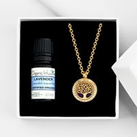 Anavia stablo života aromaterapija ulje difuzor kristalne ogrlice set za esencijalno ulje - zlatna ogrlica i ulje
