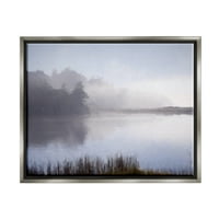 Stupell Foggy Lake Woodland Reflection Peorks Photography sivi plutasti uokvireni umjetnički print zidni umjetnost