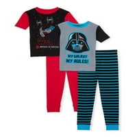 Dječaci Star Wars Ekskluzivno 6- Dugi hladni hlača pamuka u tijesnim pidžama, 4-komadića set