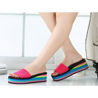 Ženske sandale s klinom na klin, sandale s kopčom na platformi, ljetne japanke u boji, Cipele za plažu, kupovina,