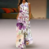 Summer Maxi Sundress s džepom za žene prodaja cvjetni print fit boho v vrat za djevojčice elegantno slobodno vrijeme