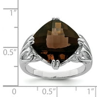 Karirani dimljeni kvarcni prsten od sterling srebra-Veličina 7