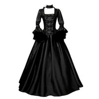 Jesensko-ljetne ženske Vintage Retro gotičke haljine s kapuljačom s dugim rukavima
