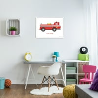 Stupell crveno vatrogasno vozilo transportna slika u bijelom okviru umjetnički tisak zidna umjetnost