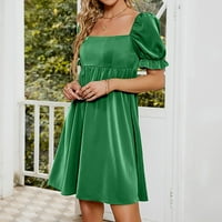 Čvrsta boja haljina s kratkim rukavima Visoki struk Ženski jednostavni izvrsni dizajn kratkih haljina za omot