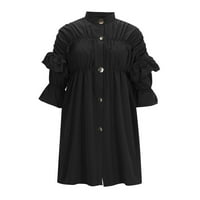 Haljine za žensku modu, boemska labava Mini haljina s izrezom u obliku slova u i dugim rukavima S volanima, sjajni