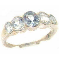 Britanci su napravili 9k prsten od bijelog zlata s prirodnim akvamarinskim ženskim pojasom prstena - Veličina