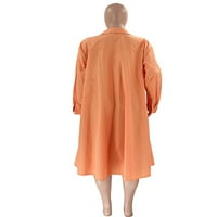 Ženske haljine s košuljom u boji, Jednobojni Sundress, Midi haljina Plus size, ležerna opuštena narančasta 4 inča