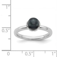 Sterling srebrni prsten koji se može graditi s crnim slatkovodnim kultiviranim biserima M. A.