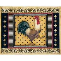 Poloson, kimberly crni moderni uokvireni muzejski umjetnički tisak pod nazivom - Provence Rooster I