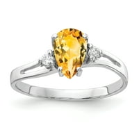 Prsten od bijelog zlata od 7 karata s krušnim citrinom i dijamantom