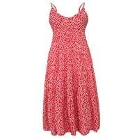 Plaža cvjetni print duge maxi haljine za žene Ljetne dame bez rukava boho plaža omota s podijeljenom haljinom