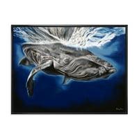 DesignArt 'izbliza portret grbavog kita' nautički i obalni uokvireni platno zidni umjetnički tisak