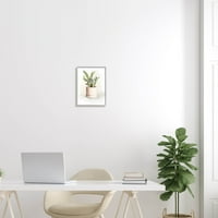 Biljke u Saksiji minimalistička Vrtna grafika u sivom okviru zidni print dizajn