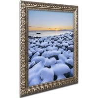 Zaštitni znak likovna umjetnost Snowy Pebbles Canvas Art by Michael Blanchette Photography Gold Ukratni okvir