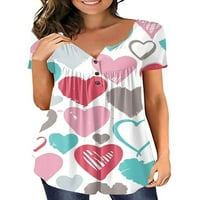 Ženske ljetne majice s printom srca majice kratkih rukava radna bluza Sportska tunika s izrezom u obliku slova