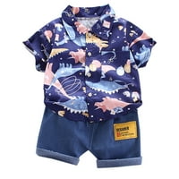 Jeseno zimsko dječačko dječivo odjeća 1-4 godine set set crtića majica vrhova+kratke hlače ljetne odjeće za bodysuit