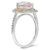 2. dijamant okruglog reza s imitacijom ružičastog dijamanta od bijelog ružičastog zlata 14k s umetcima prsten