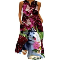 Ženska ljetna haljina Na plaži s izrezom u obliku slova u, maksi haljine, Duga haljina sa životinjskim printom,