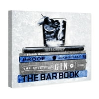 Wynwood Studio Pijeva i alkoholna pića Zidno umjetničko platno print 'Luxe Bar Books Indigo' kokteli - plava,