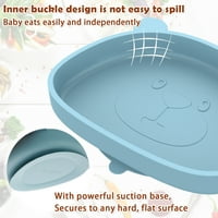 Set tanjura i zdjela za bebe s usisnom čašom, silikonski pribor za bebe za višekratnu upotrebu s fleksibilnom