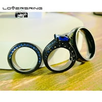 Ručno izrađeni nakit, vjenčani prsten za par, svadbeni set, njegov, njezin, zaručnički prsten od nehrđajućeg čelika