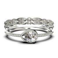 Minimalist 2. Karata Kruška Diamond Moissanite klasični zaručnički prsten, Moderni vjenčani prsten u 10k čvrsto