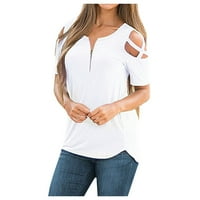 Ženska ležerna labava bluza S košuljom s ramena S okruglim vratom S patentnim zatvaračem.