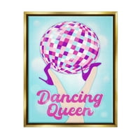 Kraljica plesa retro disko kugla Ljepota i moda slikanje Zlatni plovak uokvireni umjetnički tisak zidna umjetnost