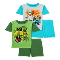 Minecraft Boys majice s kratkim rukavima i kratke hlače za spavanje, set od 4 komada pidžame