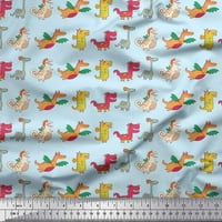 Soimoi pamučna patka tkanina Stripe & Dinosaur Kids Print Šava tkanina