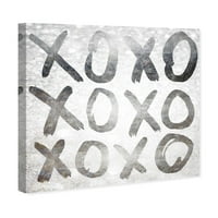 Tipografija Wynwood Studio i citati zidne umjetničke platnene oznake 'xoxo srebro' znakovi - siva, bijela