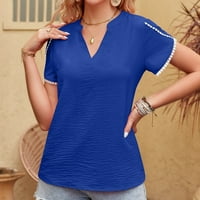 Prodavačica u donjem rublju ženske Šifonske bluze majice kratkih rukava s laticama ljetne Ležerne majice u plavoj