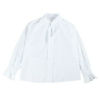 Dugo-rukava čvrsta V-izreza jesenski zima košulja za žensku košulju u boji plus veličine vrhove