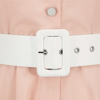 Haljine za žene a-line ležerna ljetna haljina srednje duljine s izrezom u obliku slova U i čipkom, ružičasta,
