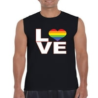 - Muška grafička majica bez rukava - Ljubav Rainbow
