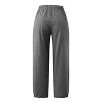 Lanene hlače za žene, sitne, široke, široke noge, Ležerne, ravne, modne, jednobojne, rastezljive, široke hlače,