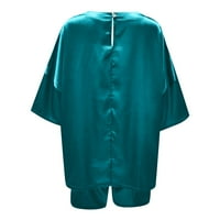 Mrigtriles Ženski satenski svilenkasti pidžama Postavite majice kratkih rukava s kratkim hlačama s pidžama gaći