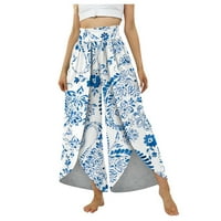 Ženske Ležerne hlače s elastičnim pojasom s printom za jogu, ženske hlače širokih nogavica za žene
