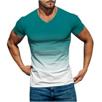 Muškarci casual v-izreza gradijent za tisak pulover fitness sportovi kratki kratki rukavi majica bluza u prodaji