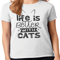 Grafička Amerika Život je bolji s mačkama životinje citirajući žensku grafičku majicu